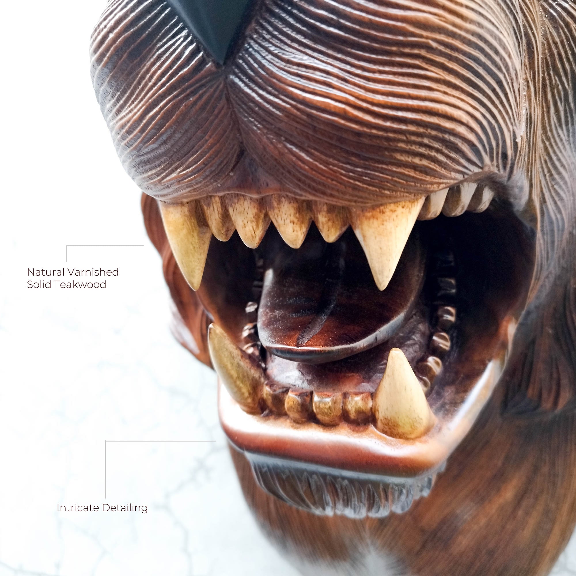 This stunning large hand-carved teakwood decorative African Tiger Lion head wall sculpture is simply amazing. Carved out of solid wood by hand with intricate details. This certainly will be an eye-catching feature in any room and a talking point.