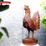 Rooster Chicken - Hand-Carved Large Teakwood Decorative Sculpture