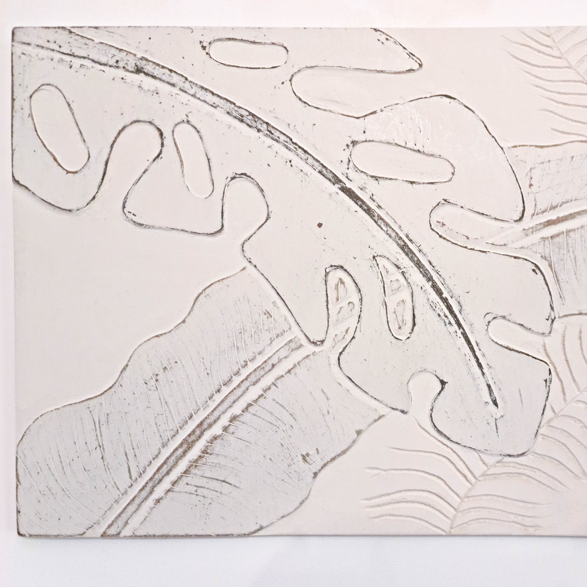 Distressed Leaves Long Bohemian Hand-carved Wooden Decorative Room Wall Art