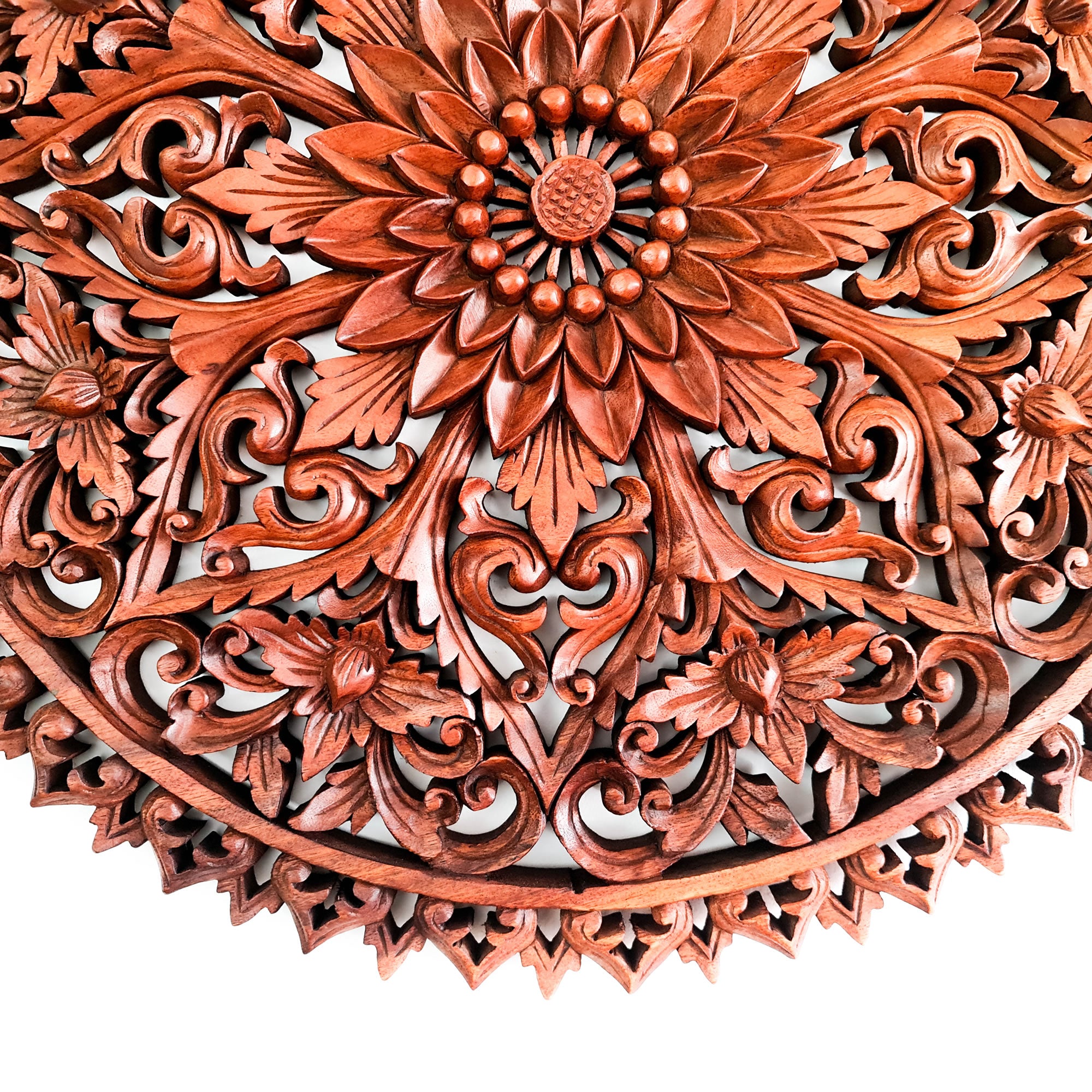 Mandala Hand Carved Teakwood Decorative Large Round Wall Art Headboard