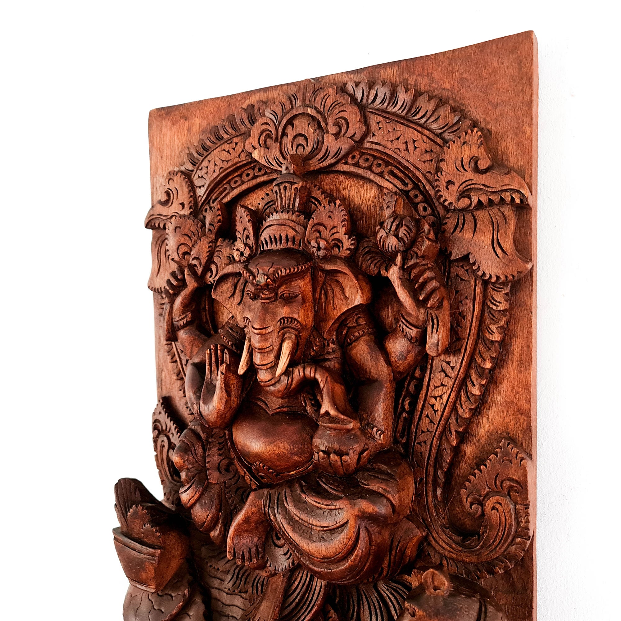 Ganesha Ganapati Wooden Sculpture Mandir Decorative Hindu Art Gift