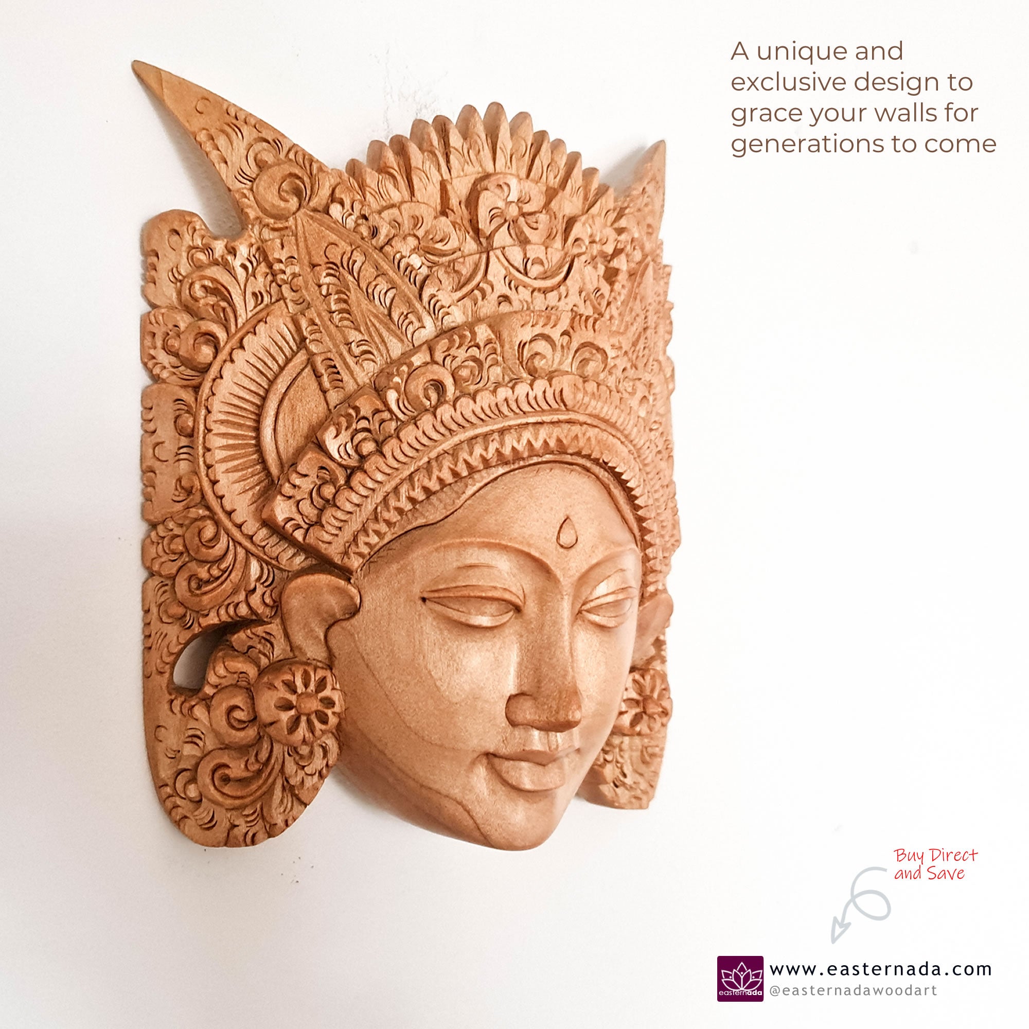 Hand Carved Decorative Wooden Masks Wall Art Hanging Sculpture | Unique Gift | Goddess Bohemian