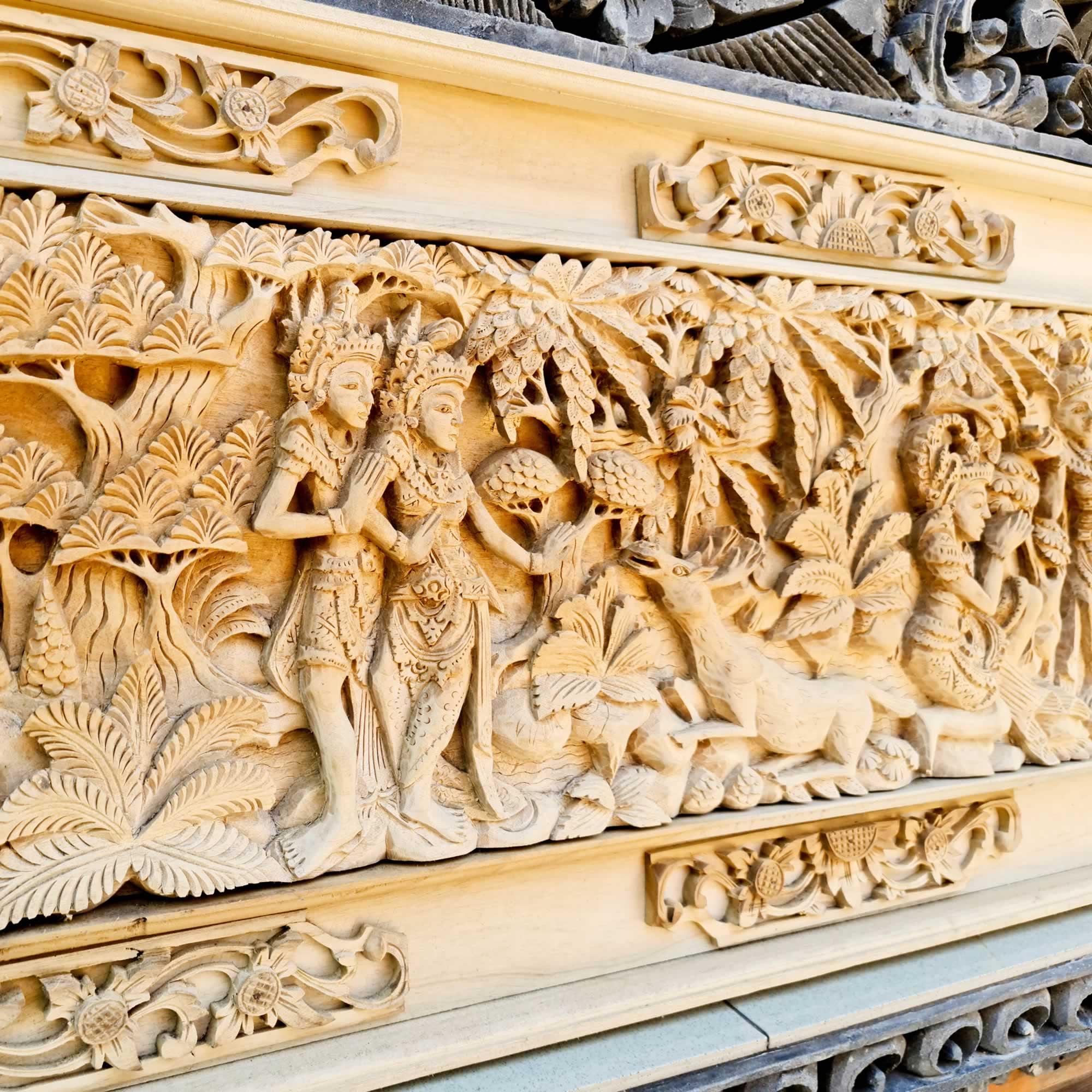 Hand Carved Teakwood Decorative Wall Art Sculpture Ram Sita Hindu Mandir