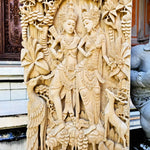 Pre-Order - Ram Sita Hindu Mandir Hand Carved Teakwood Decorative Wall Art Sculpture