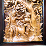 Hand Carved Teakwood Decorative Wall Art Sculpture Ram Sita Hindu Mandir