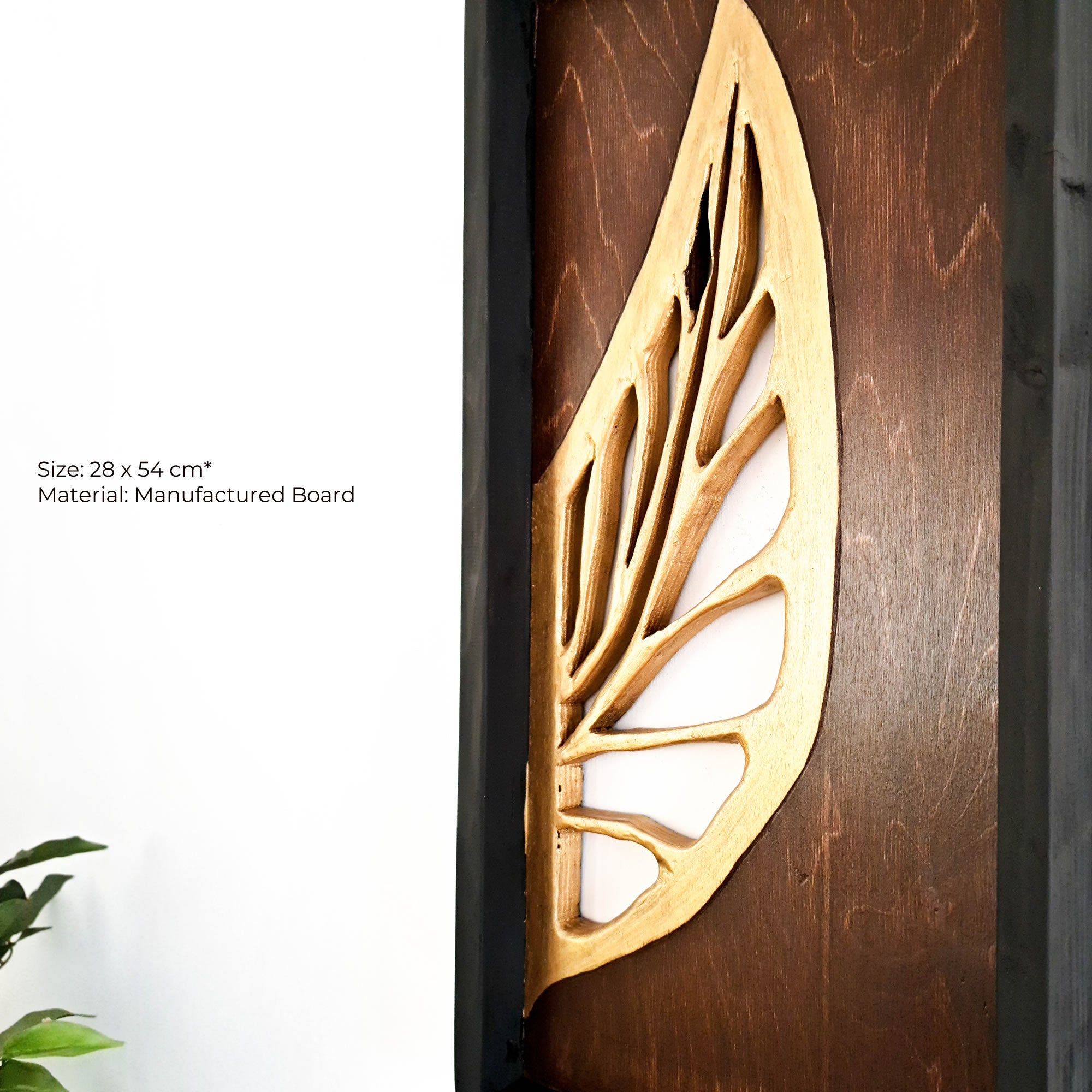 Golden Leaves Long - Handmade Carved Decoration Wooden Wall Art Gift Easternada #easternadawoodart