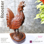 This stunning large hand-carved teakwood decorative Rooster Chicken sculpture is quite impressive and unique gift. Easternada