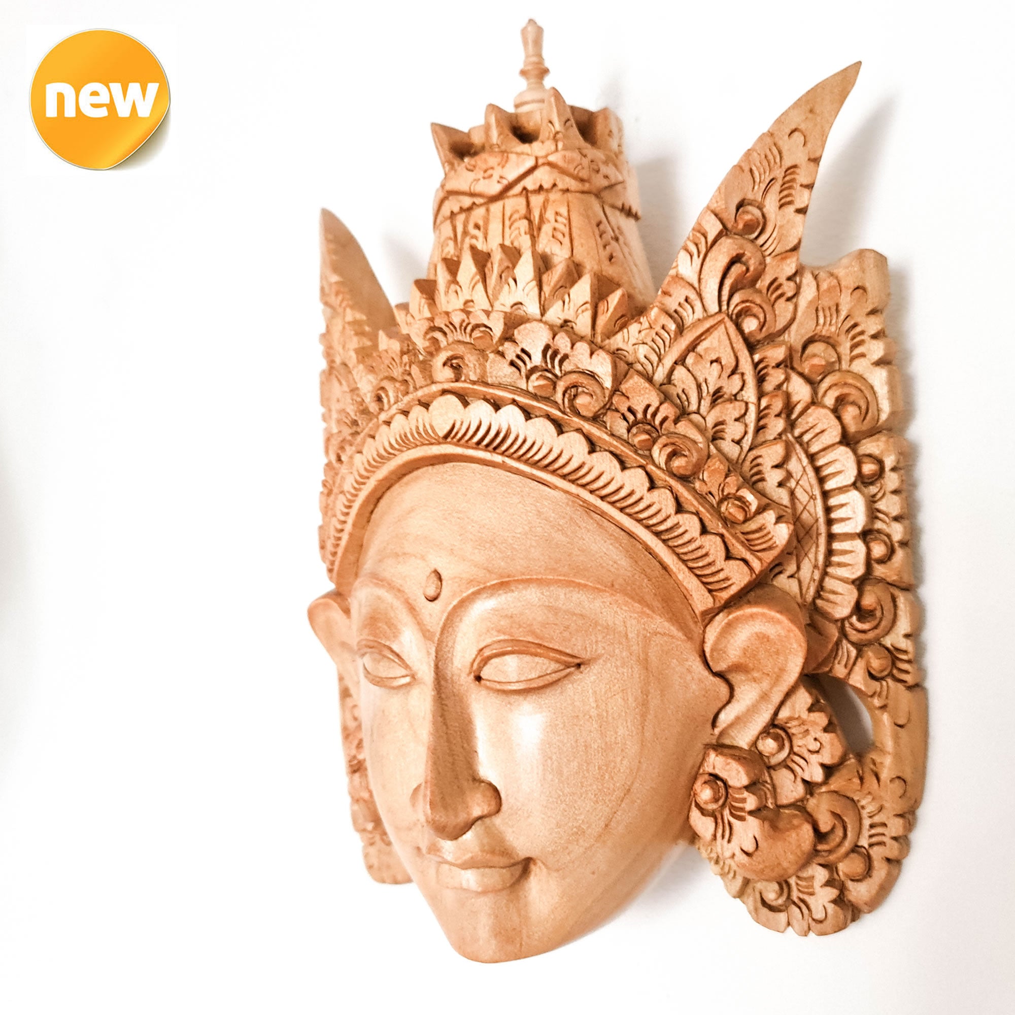 Hand Carved Decorative Wooden Masks Wall Art Hanging Sculpture | Unique Gift | Goddess Bohemian
