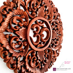 Panneau d'art mural décoratif en bois sculpté à la main Lotus Om