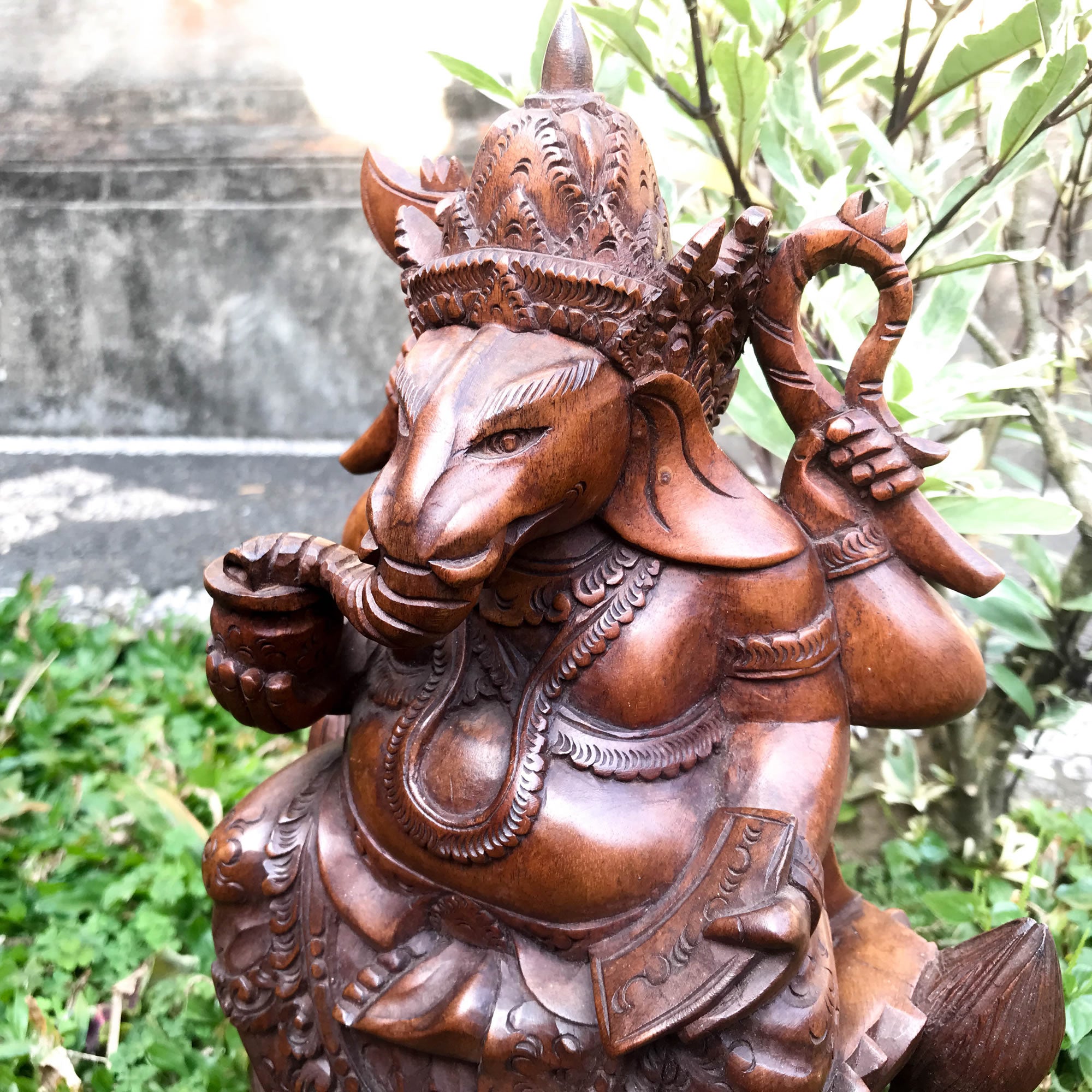 Ganesh Ganapati Decorative Wooden Wall Sculpture Hindu Art | Hindu God Mandir Pooja Decoration | Unique Gift