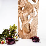 Saraswati Goddess Hand-carved wooden Sculpture Art Hindu Mandir Pooja