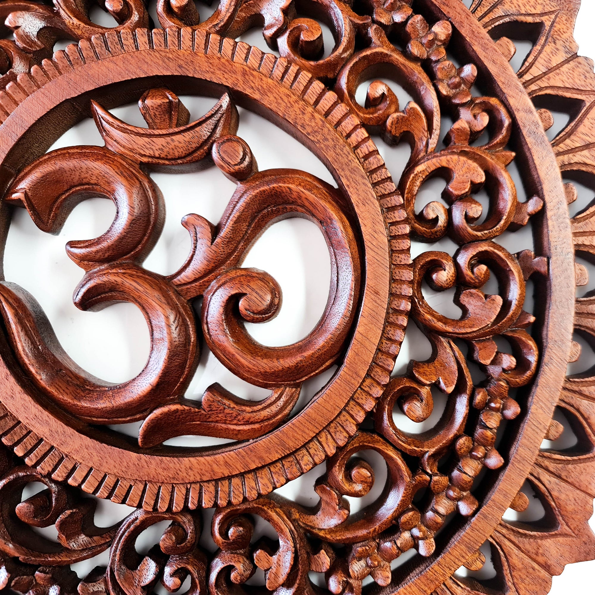Om Mantra Hindu Buddha Hand Carved Wooden Decorative Wall Art