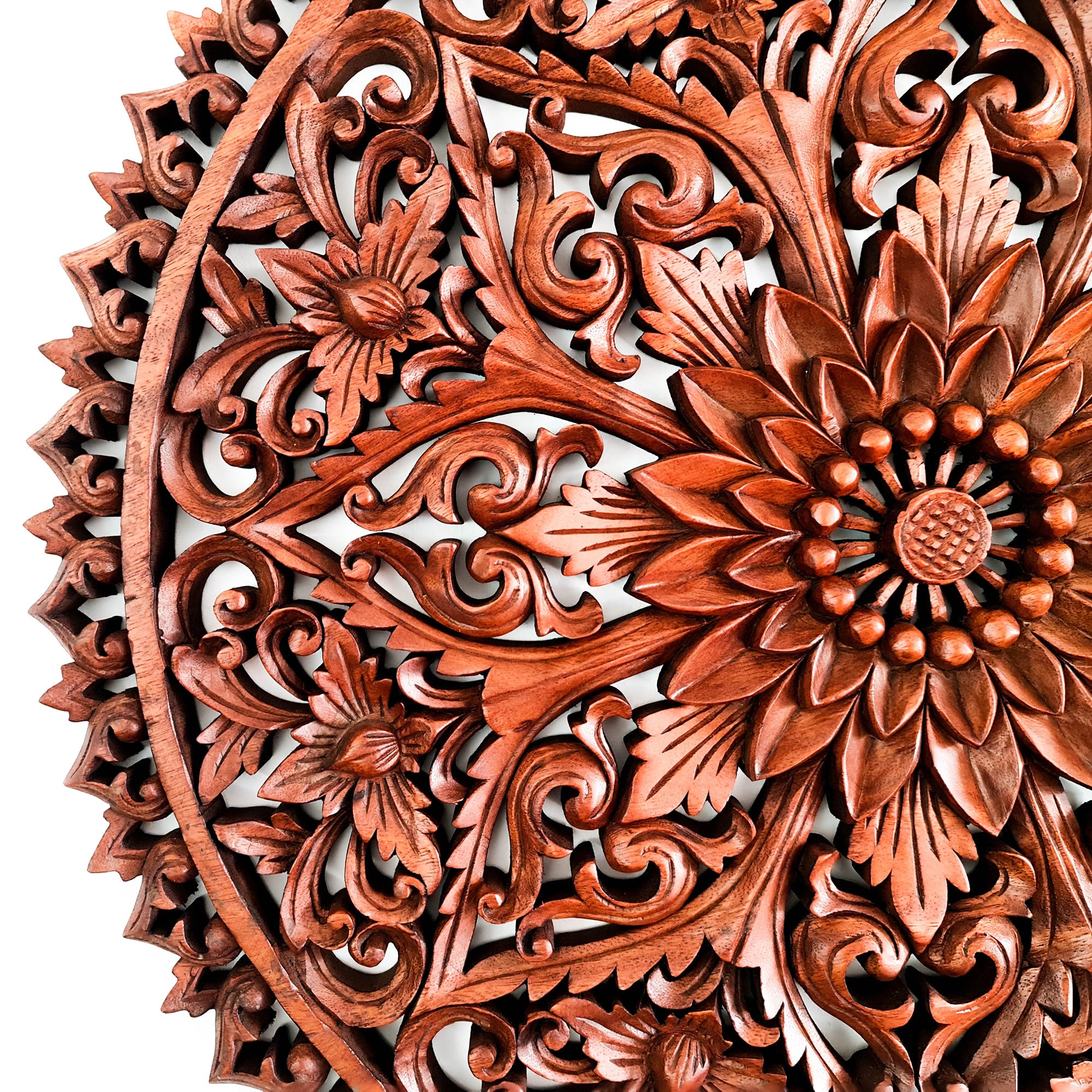 Mandala Hand Carved Teakwood Decorative Large Round Wall Art Headboard