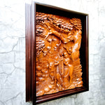 Radha Krishna Vrindavan Hindu Mandir - Hand Carved Teakwood Decorative Wall Art Sculpture