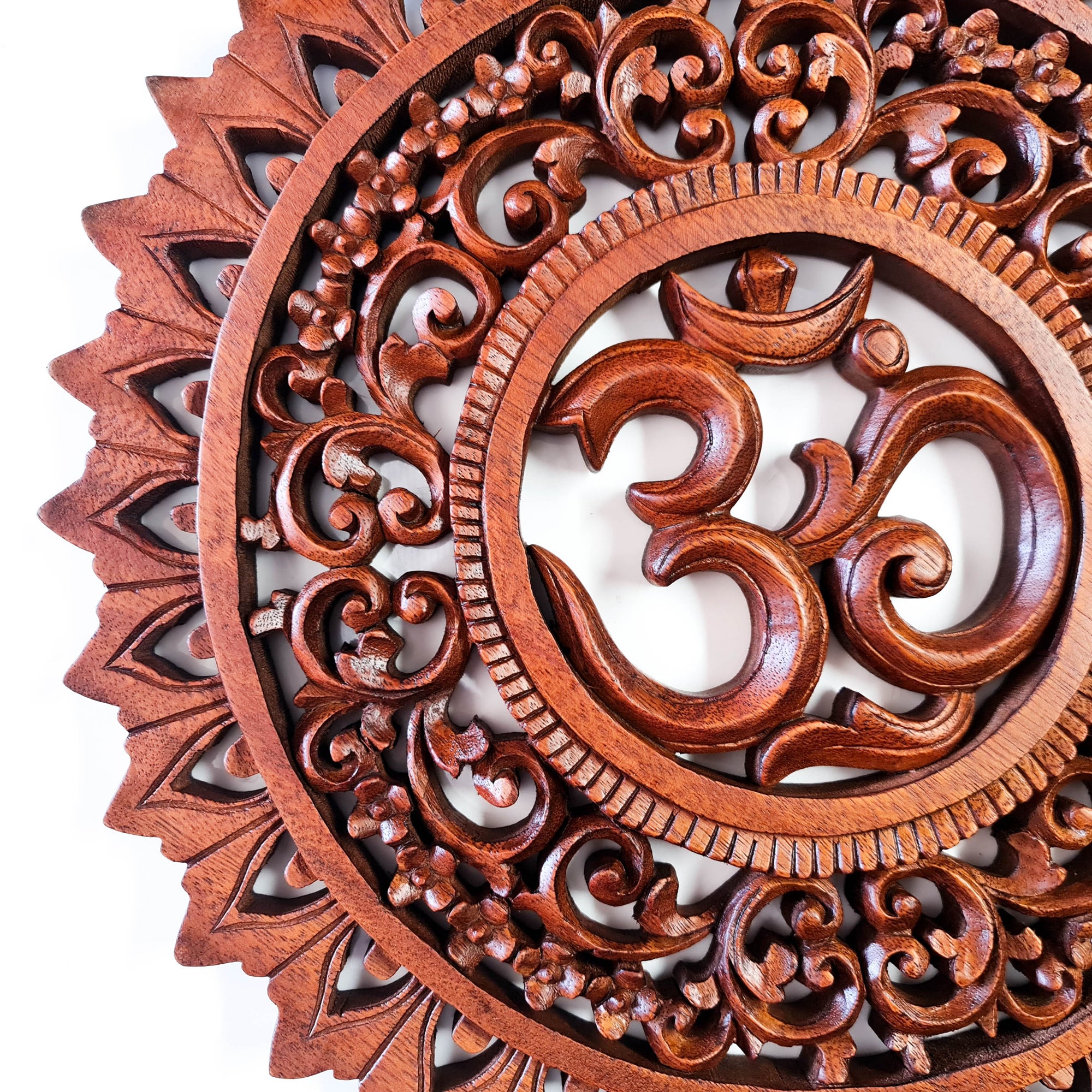 Om Mantra Hindu Buddha Hand Carved Wooden Decorative Wall Art