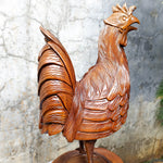 This stunning large hand-carved teakwood decorative Rooster Chicken sculpture is quite impressive and unique gift. Easternada