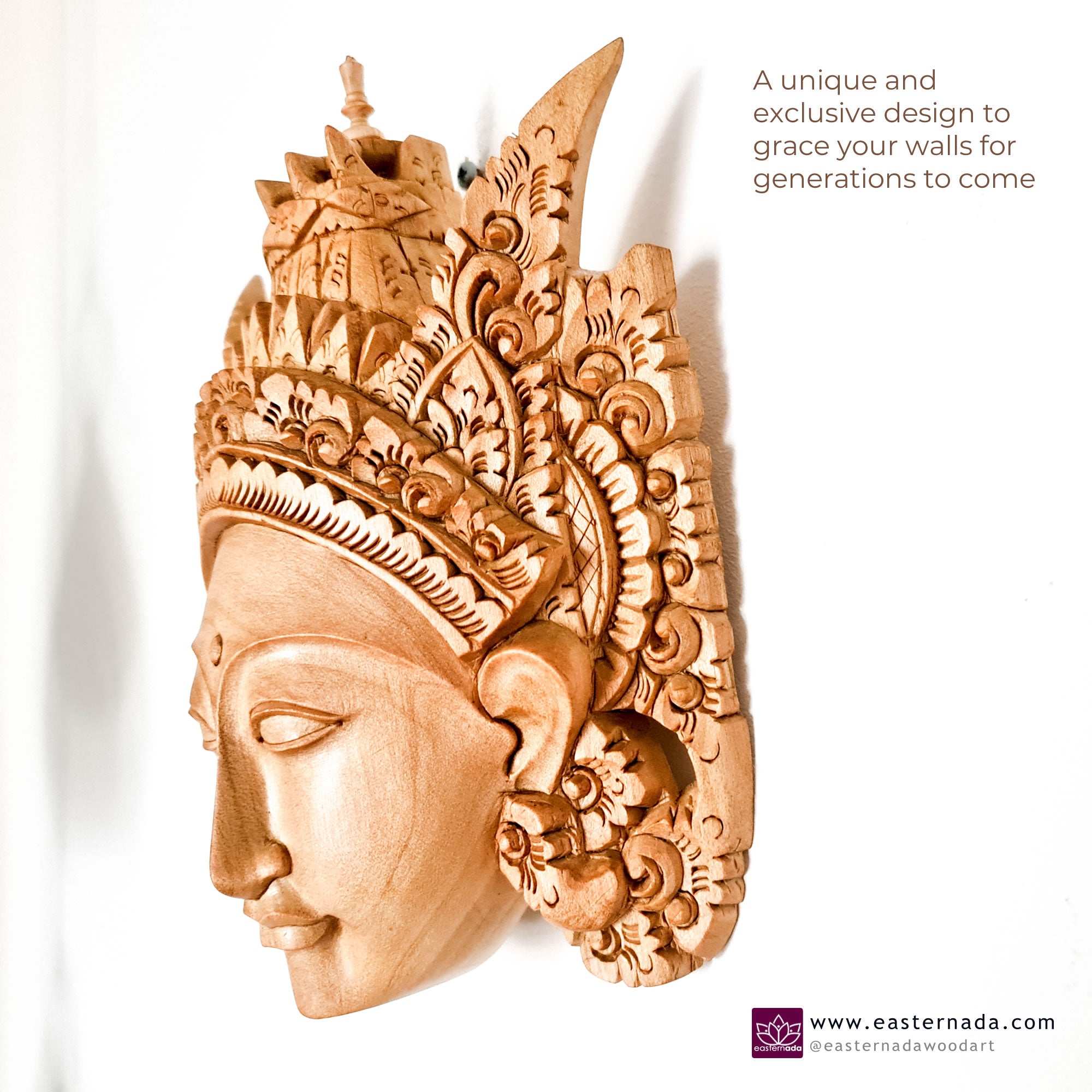 Hand Carved Decorative Wooden Masks Wall Art Hanging Sculpture | Unique Gift | Goddess Bohemian