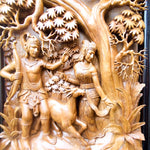 Hand Carved Teakwood Decorative Wall Art Sculpture Ram Sita Hindu Mandir
