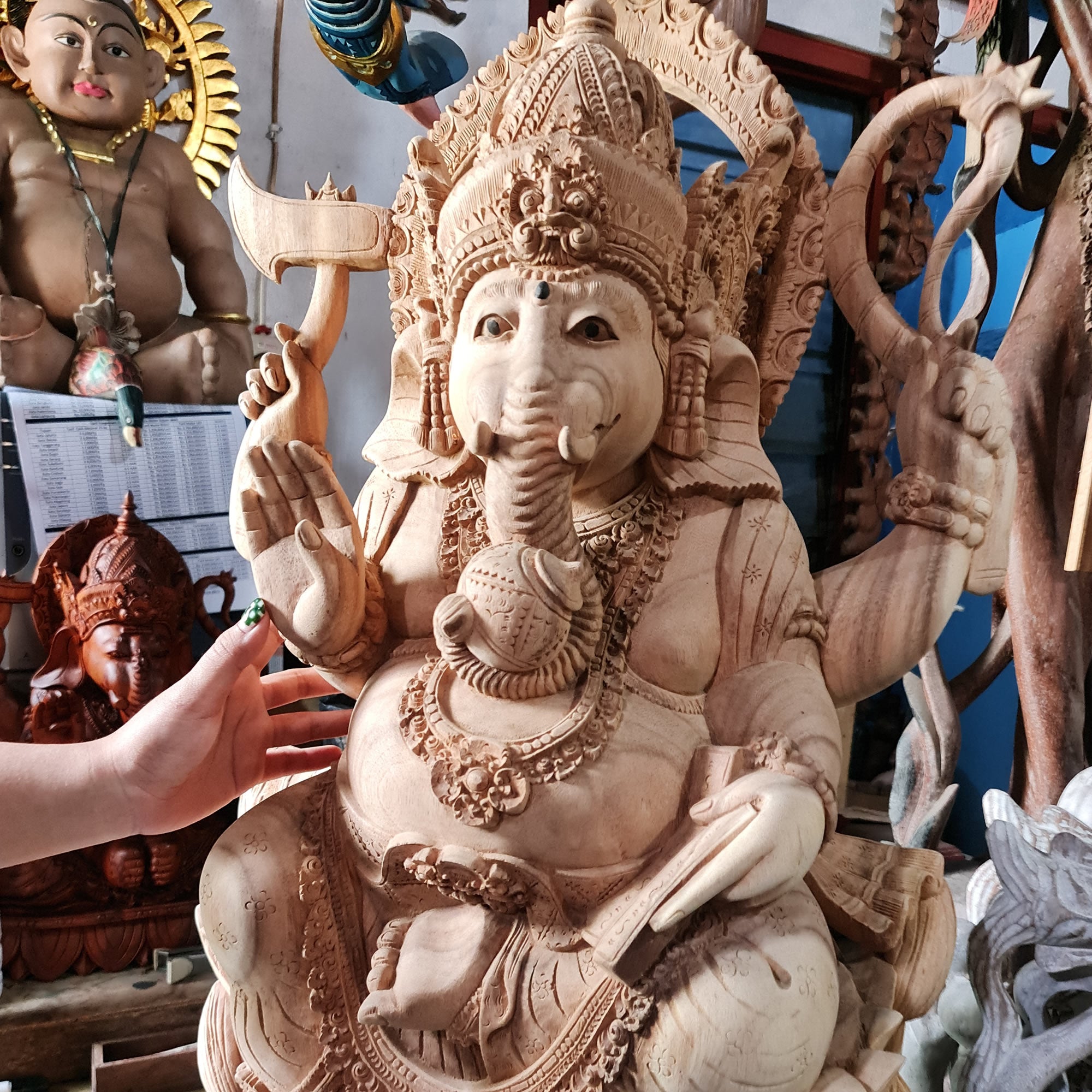 Large Big Ganesha Ganapati Teakwood Hand-carved Sculpture Mandir Art | #easternadawoodart