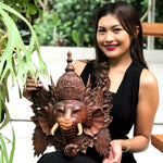 Decorative Wooden Mask Ganesha Sculpture | Hand-carved Wall Art Hanging | Unique Gift
