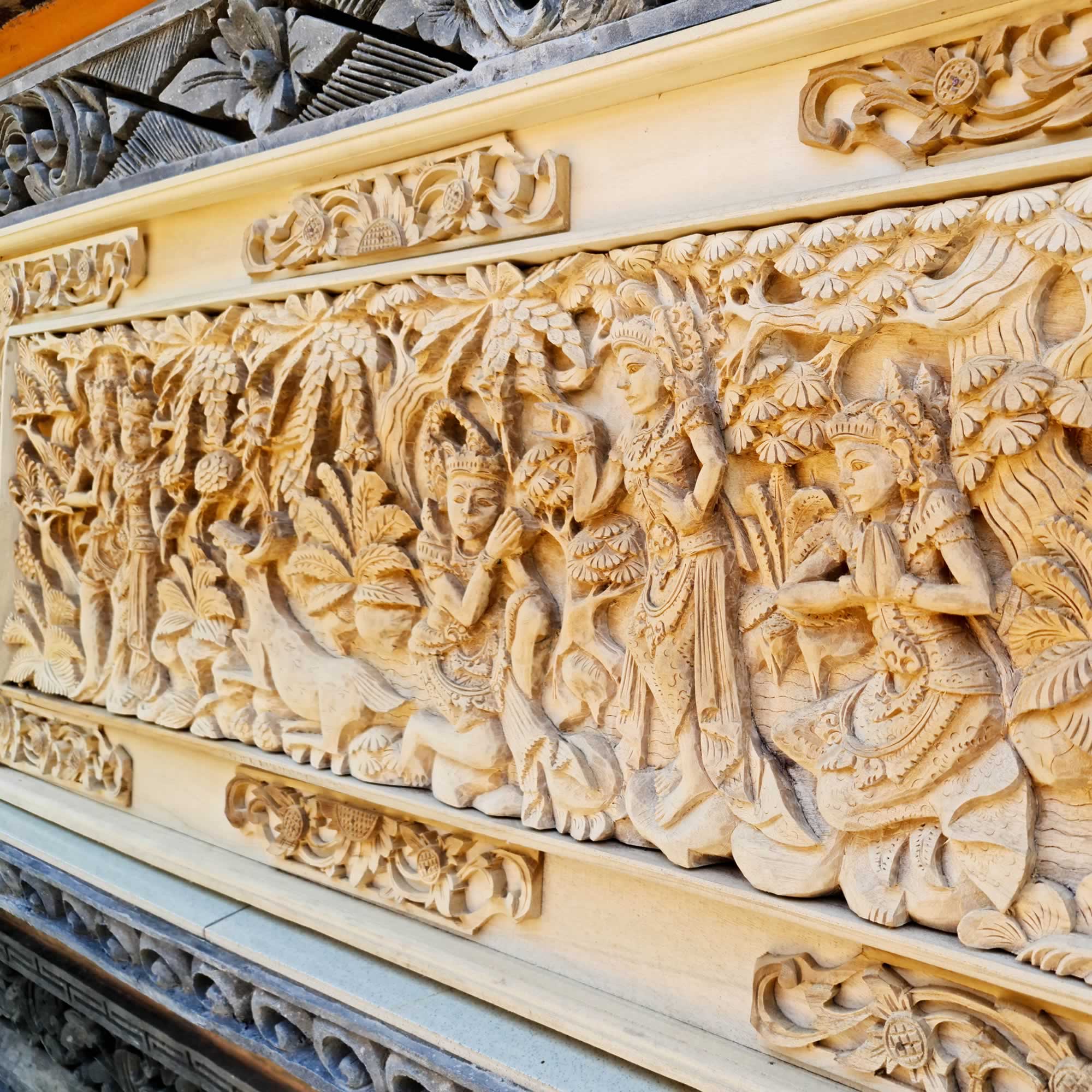 Hand Carved Teakwood Decorative Wall Art Sculpture Ram Sita Hindu Mandir