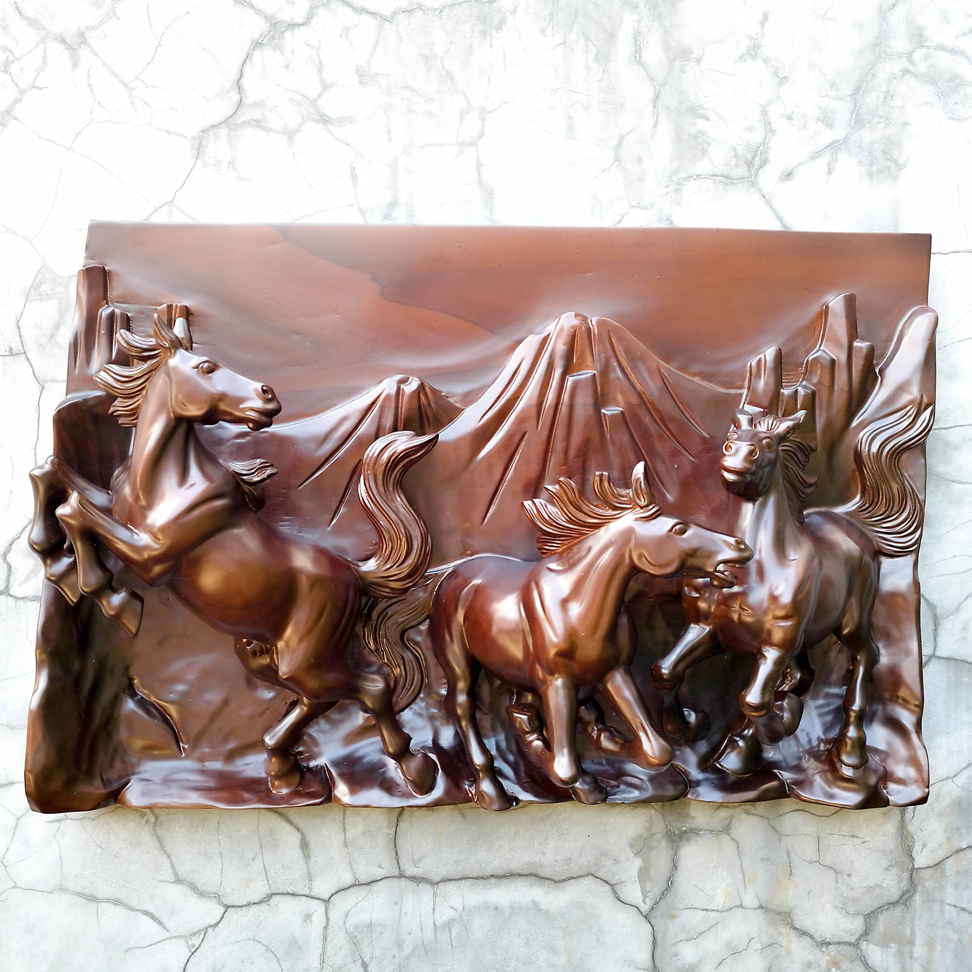 Hand Carved Teakwood Wild Running Horses Stallion Decorative Sculpture Wall Art. This stunning hand-carved running horse teakwood sculpture wall art is simply breathtaking, unique, and one-off.