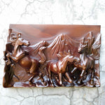 Hand Carved Teakwood Wild Running Horses Stallion Decorative Sculpture Wall Art. This stunning hand-carved running horse teakwood sculpture wall art is simply breathtaking, unique, and one-off.