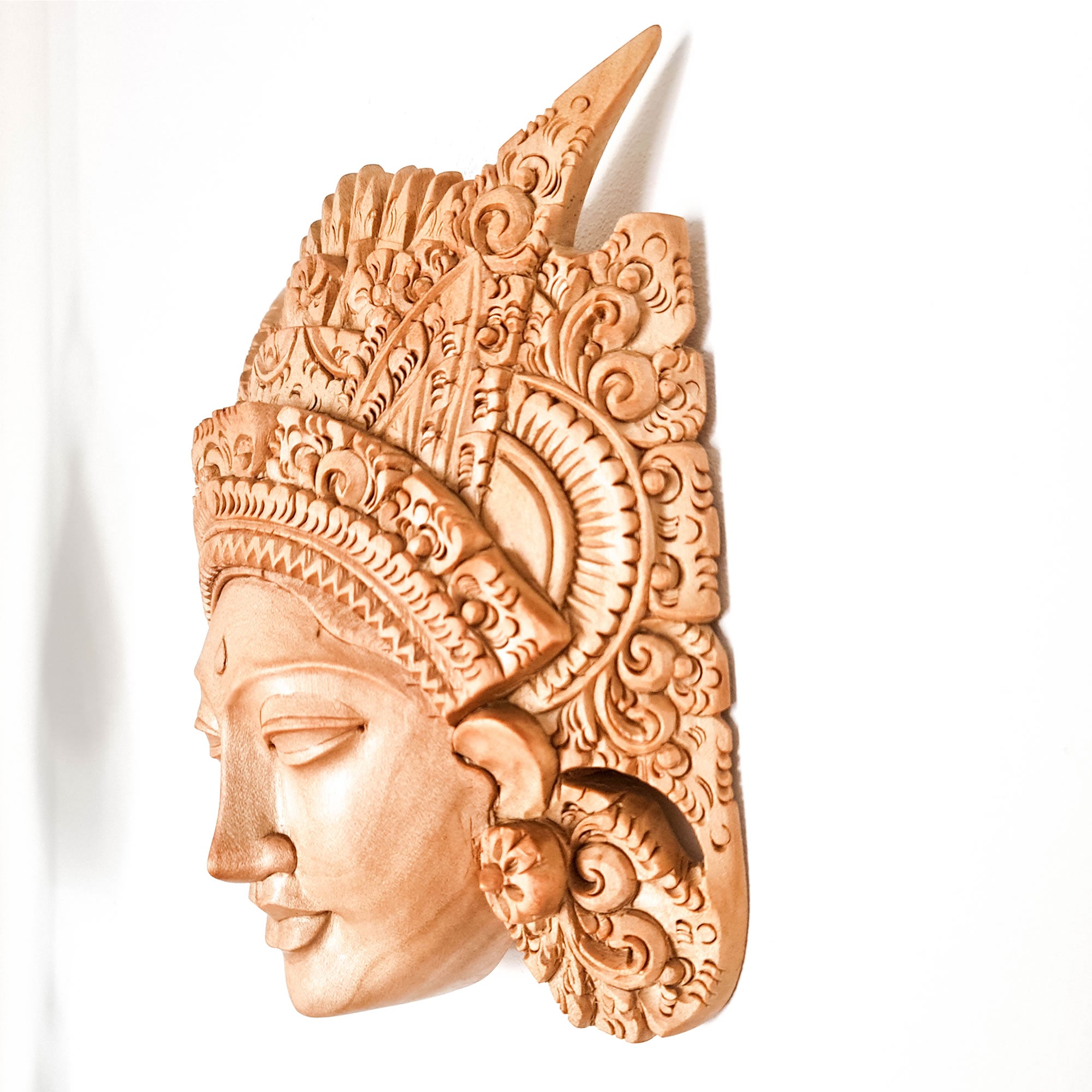 Hand Carved Decorative Wooden Masks Wall Art Hanging Sculpture | Unique Gift | Goddess Bohemian
