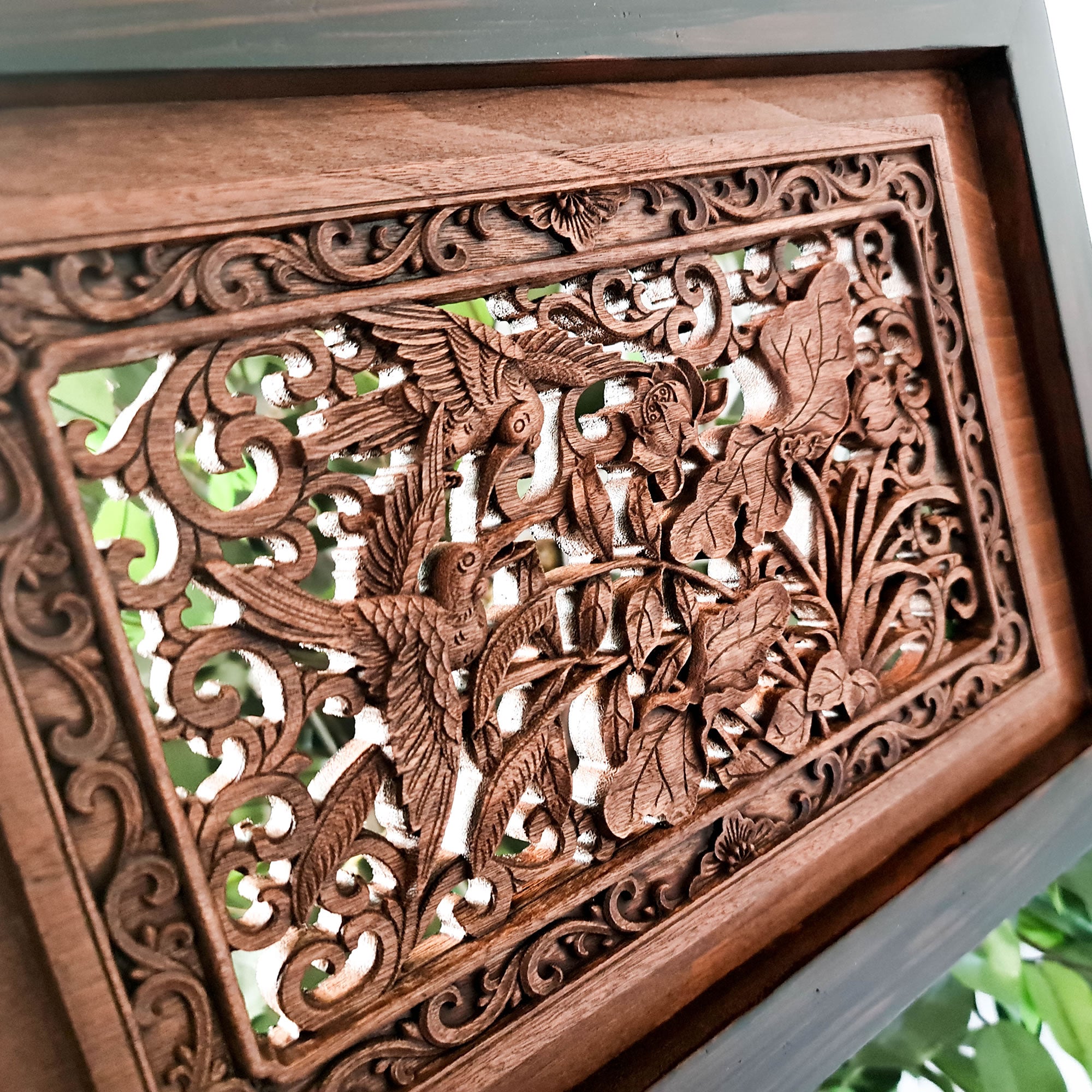Carved Wooden Wall Art - Flying Garden Birds