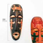 Hawaiian Tiki Afro Mask Wall Hanging - Hand Carved painted wooden Tropical Aboriginal decoration