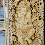 Hand Carved Teakwood Decorative Wall Art Sculpture Ganesha Ganapati Hindu Mandir easternada