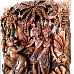 Elevate your sacred space with our exquisite Radha Krishna Teakwood Wall Art.
