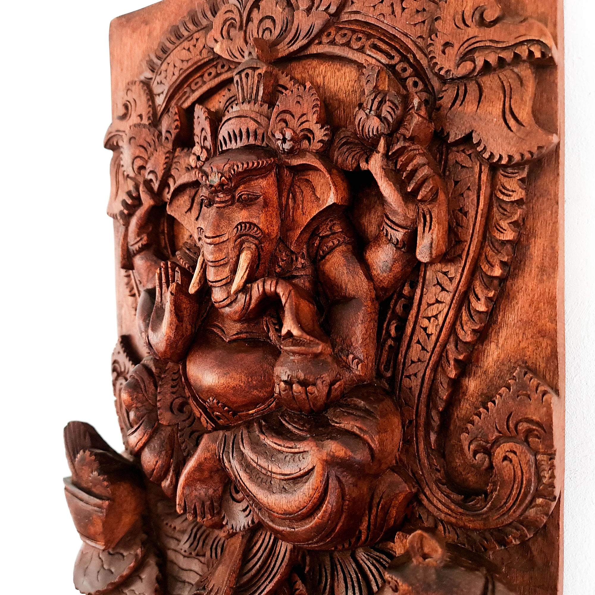 Ganesha Ganapati Wooden Sculpture Mandir Decorative Hindu Art Gift
