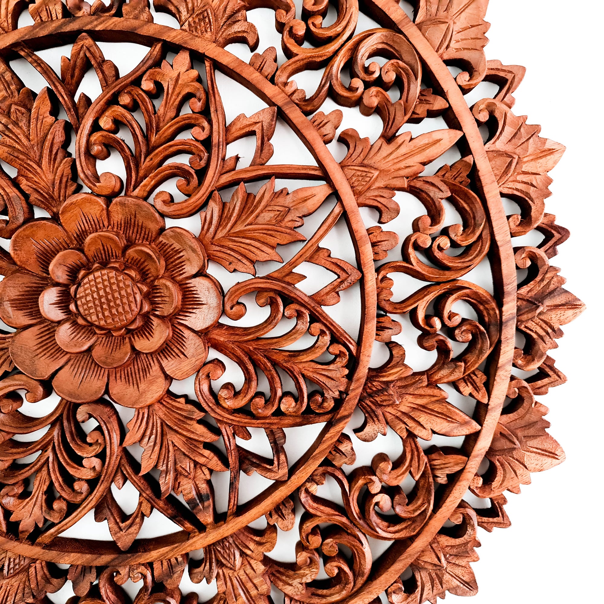 Mandala Hand Carved Teakwood Decorative Large Round Wall Art Headboard