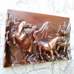 Hand Carved Teakwood Wild Running Horses Stallion Decorative Sculpture Wall Art. This stunning hand-carved running horse teakwood sculpture wall art is simply breathtaking, unique, and one-off. 