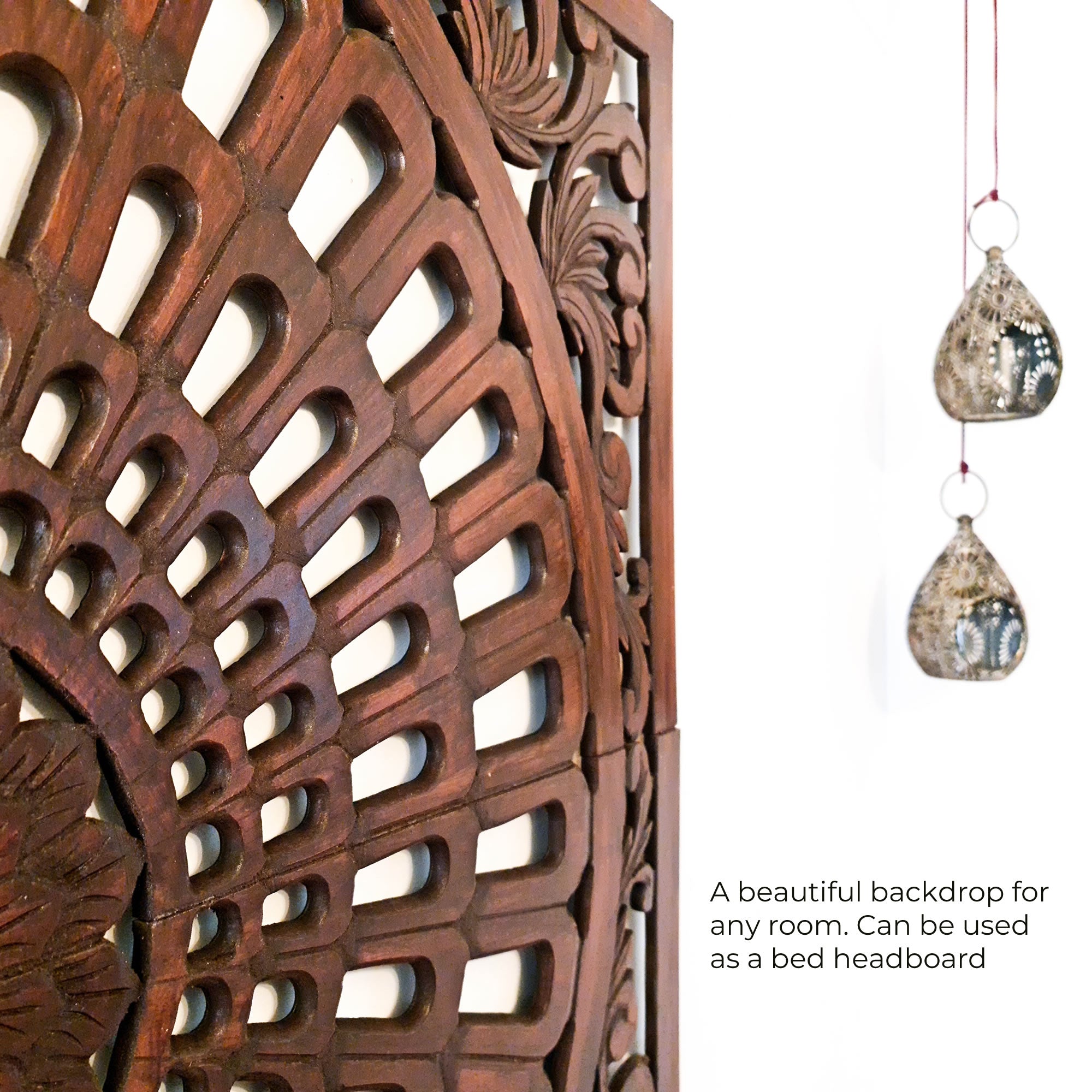 Stunning Large Hand-Carved Decorative Wooden Wall Art Mandala. This beauty is great for decorating your interior walls for an eye-catching backdrop.