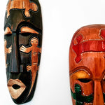 Hawaiian Tiki Afro Mask Wall Hanging - Hand Carved painted wooden Tropical Aboriginal decoration