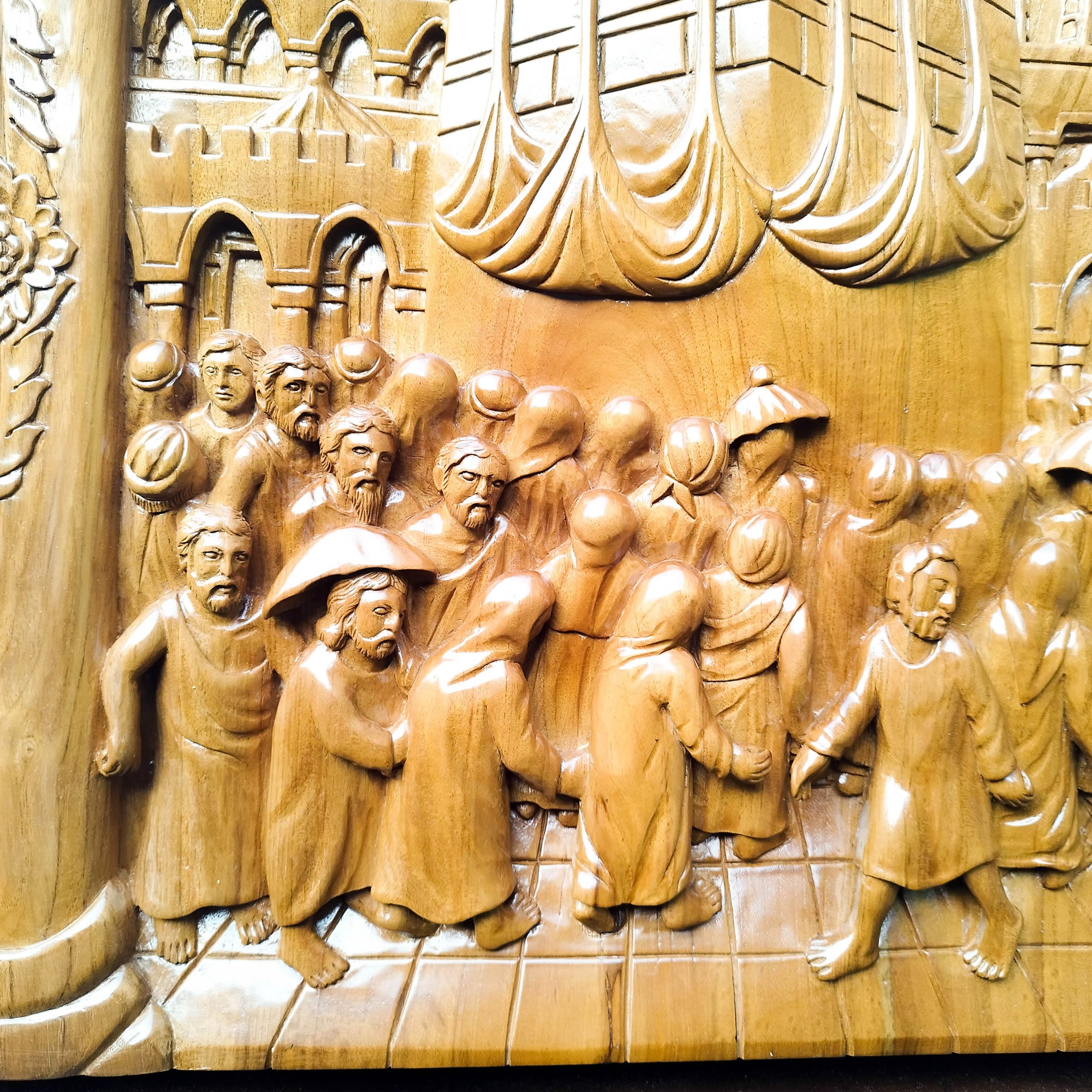 Hand Carved Teakwood Decorative Wall Art Sculpture Islamic Arabian Calligraphy Holi Hajj Tawaf Kabaa | Rare Antique Style | A Perfect Gift