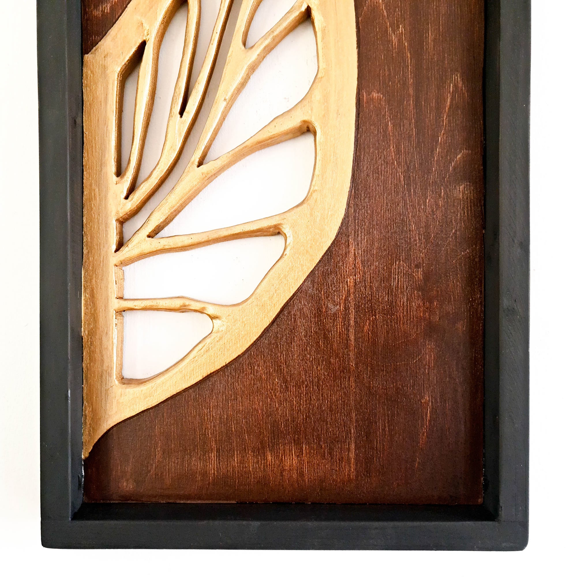 Golden Leaves Long - Handmade Carved Decoration Wooden Wall Art Gift Easternada #easternadawoodart