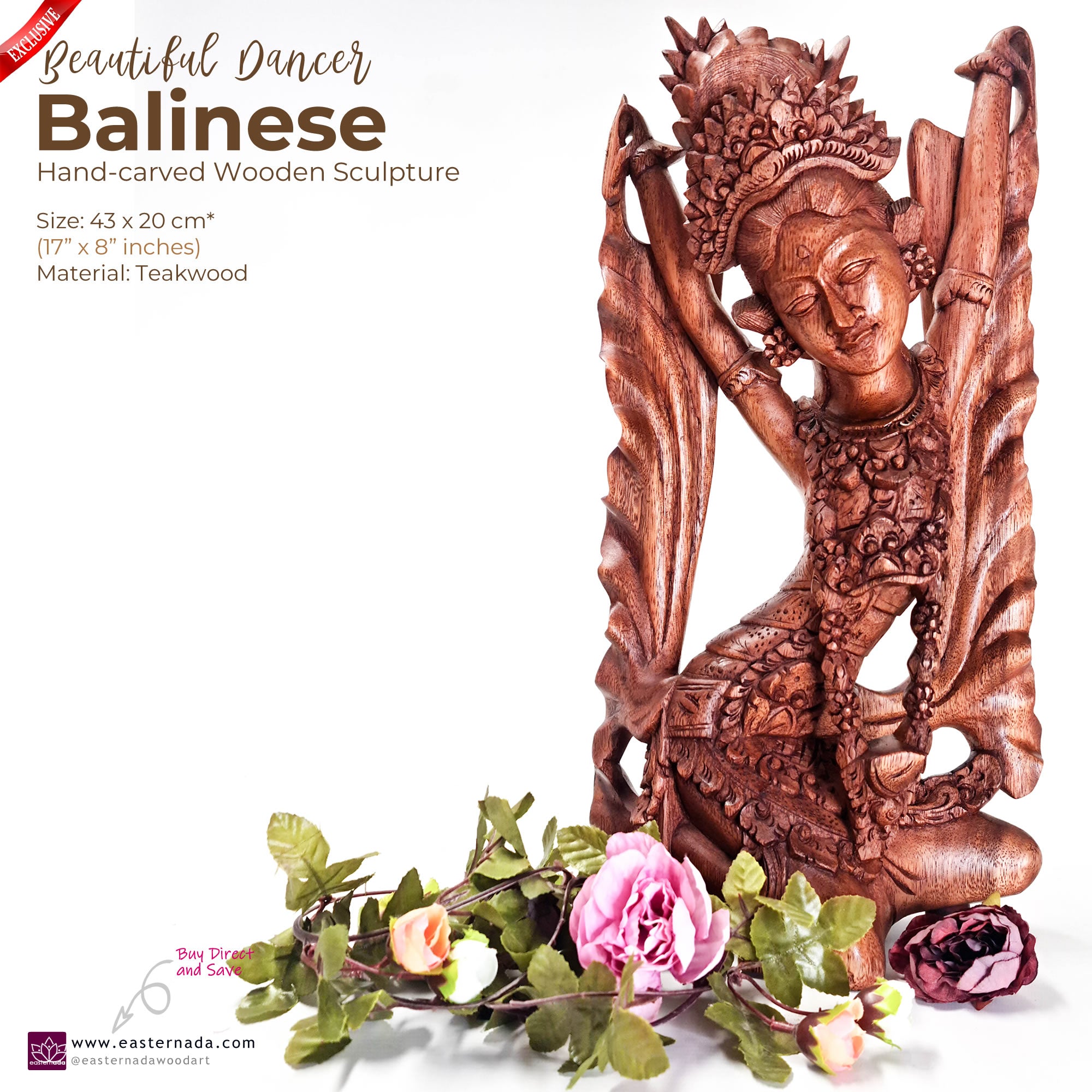 Balinese Dancer Hand-carved Teakwood Sculpture Art Unique Gift