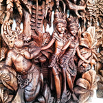 Elevate your sacred space with our exquisite Radha Krishna Teakwood Wall Art.