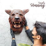 This stunning large hand-carved teakwood decorative African Tiger Lion head wall sculpture is simply amazing. Carved out of solid wood by hand with intricate details. This certainly will be an eye-catching feature in any room and a talking point.