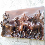 Hand Carved Teakwood Wild Running Horses Stallion Decorative Sculpture Wall Art. This stunning hand-carved running horse teakwood sculpture wall art is simply breathtaking, unique, and one-off.
