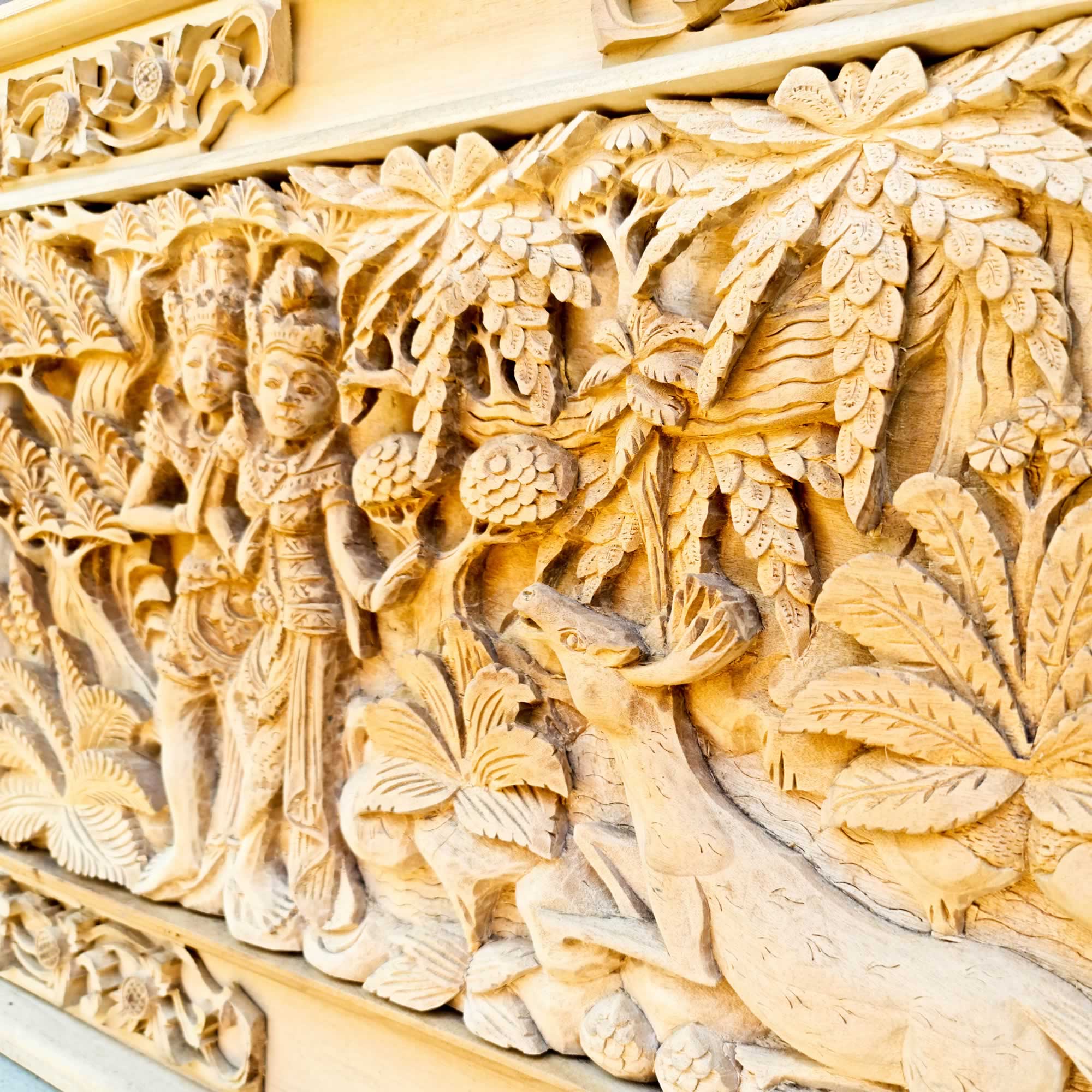 Hand Carved Teakwood Decorative Wall Art Sculpture Ram Sita Hindu Mandir