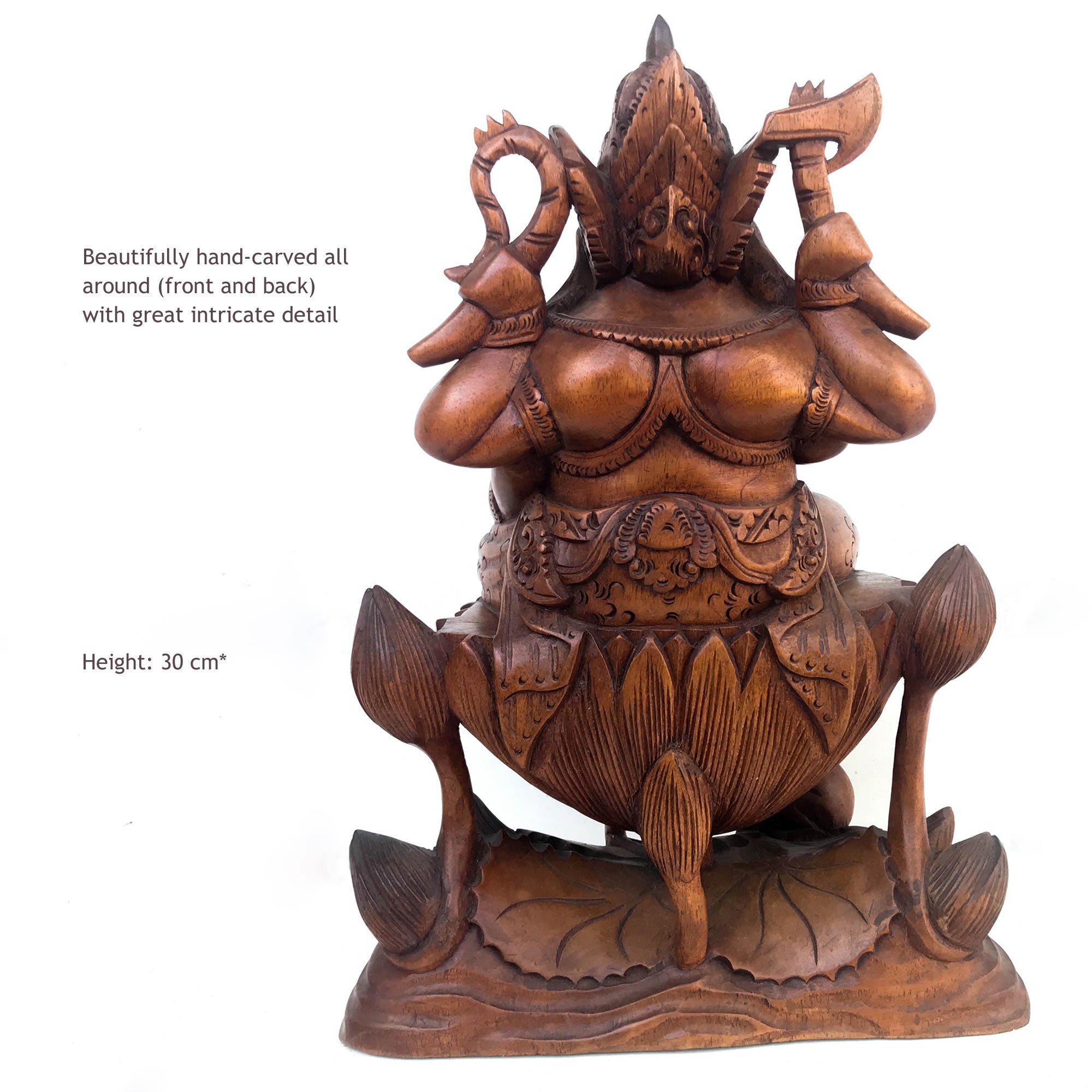 Ganesh Ganapati Decorative Wooden Wall Sculpture Hindu Art | Hindu God Mandir Pooja Decoration | Unique Gift