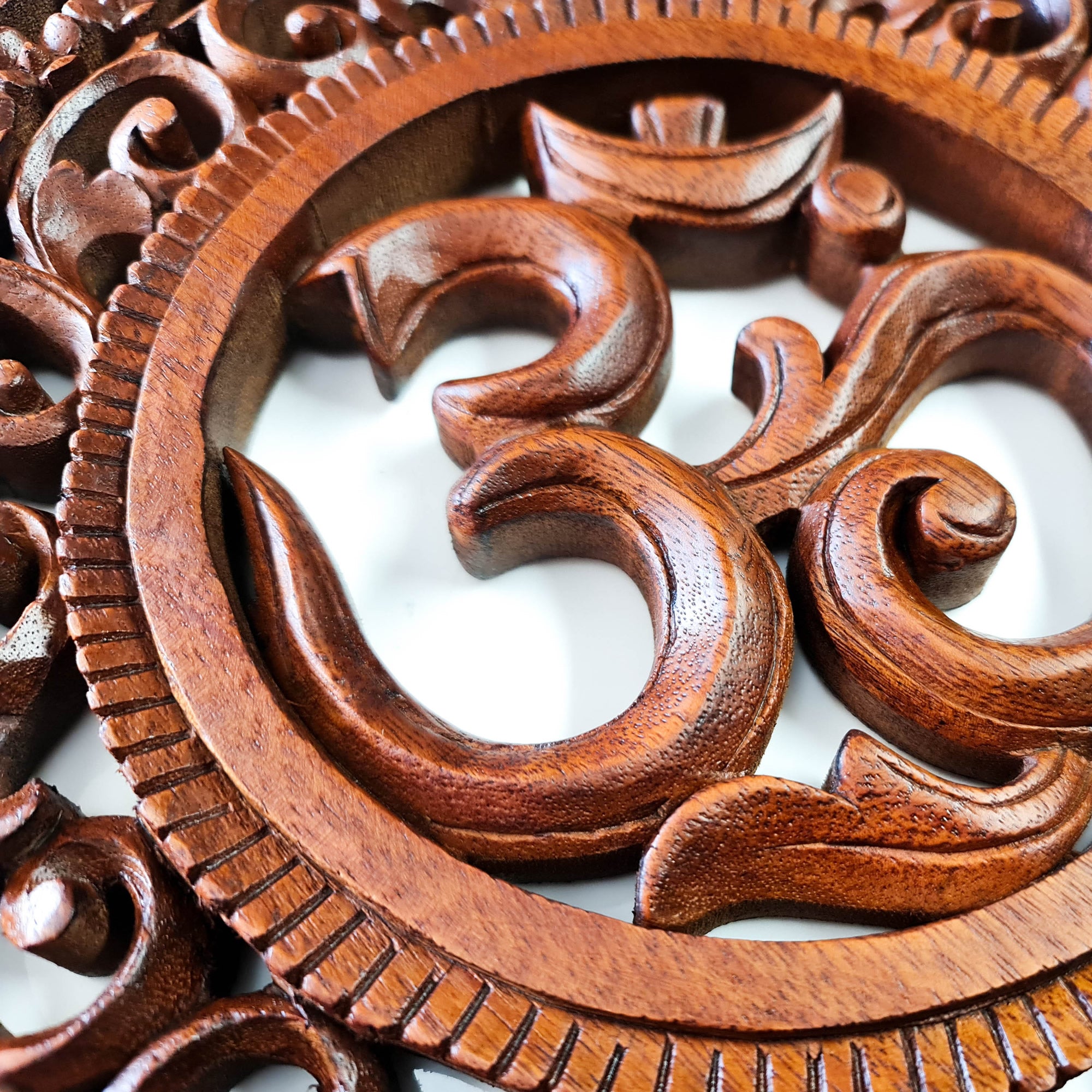 Om Mantra Hindu Buddha Hand Carved Wooden Decorative Wall Art