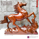 Horse Hand Carved Decorative Teakwood Large Sculpture Unique Gift