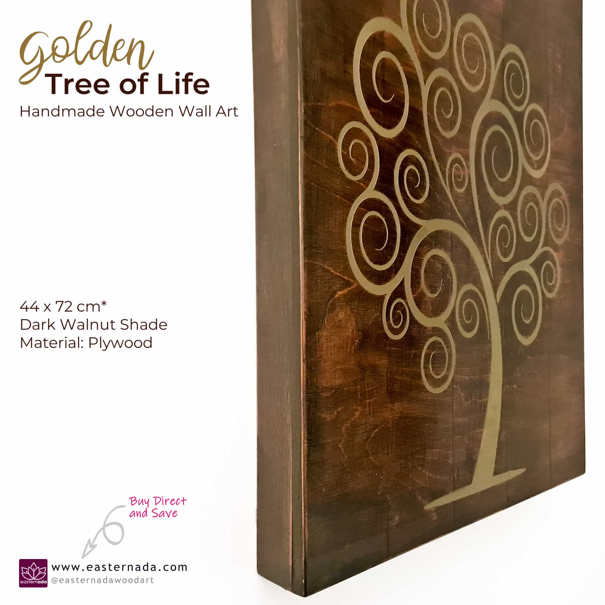 The Golden Tree of Life is a stunning piece of wooden decorative wall art, meticulously handcrafted by artisans.
