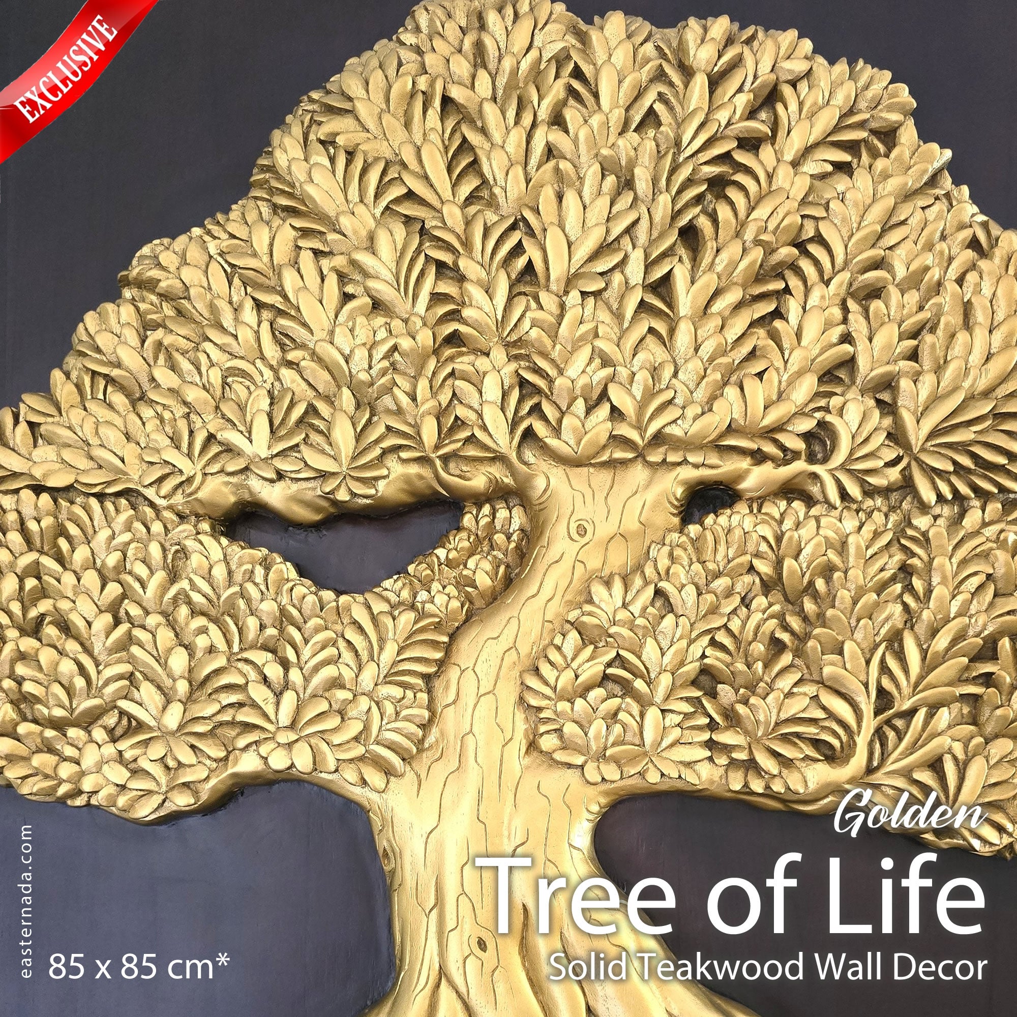 the Gilded Harmony Bonsai sculpture installed in a luxury living room; premium Feng Shui wall art by Easternada.