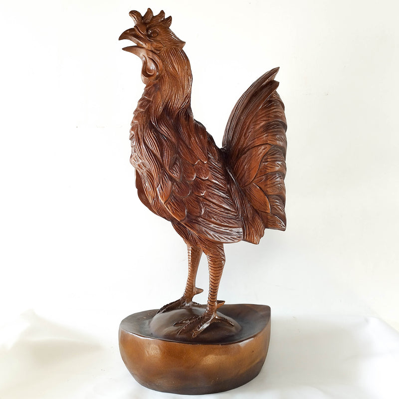 Rooster Chicken - Hand-Carved Large Teakwood Decorative Sculpture